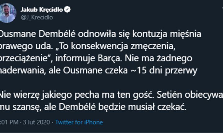 TYLE MA PAUZOWAĆ Ousmane Dembele!